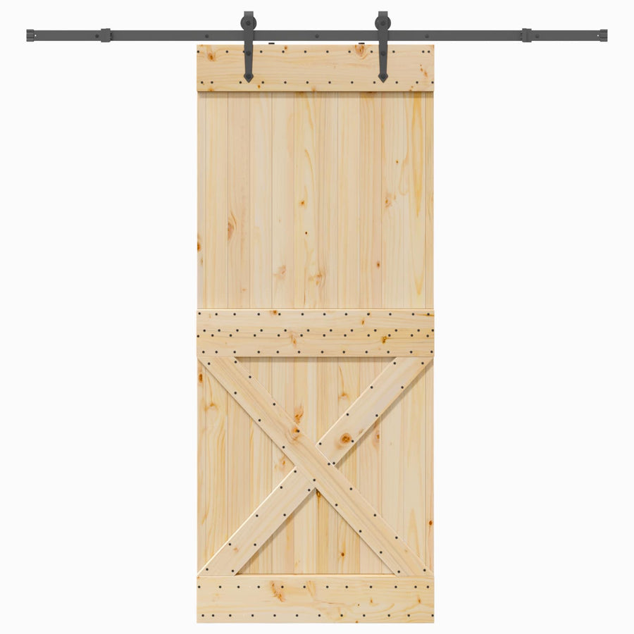 Schuifdeur NARVIK Naturel en Zwart 95 x 210 cm (213,5 cm)