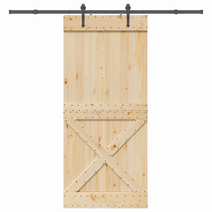 Schuifdeur NARVIK Naturel en Zwart 100 x 210 cm (213,5 cm)