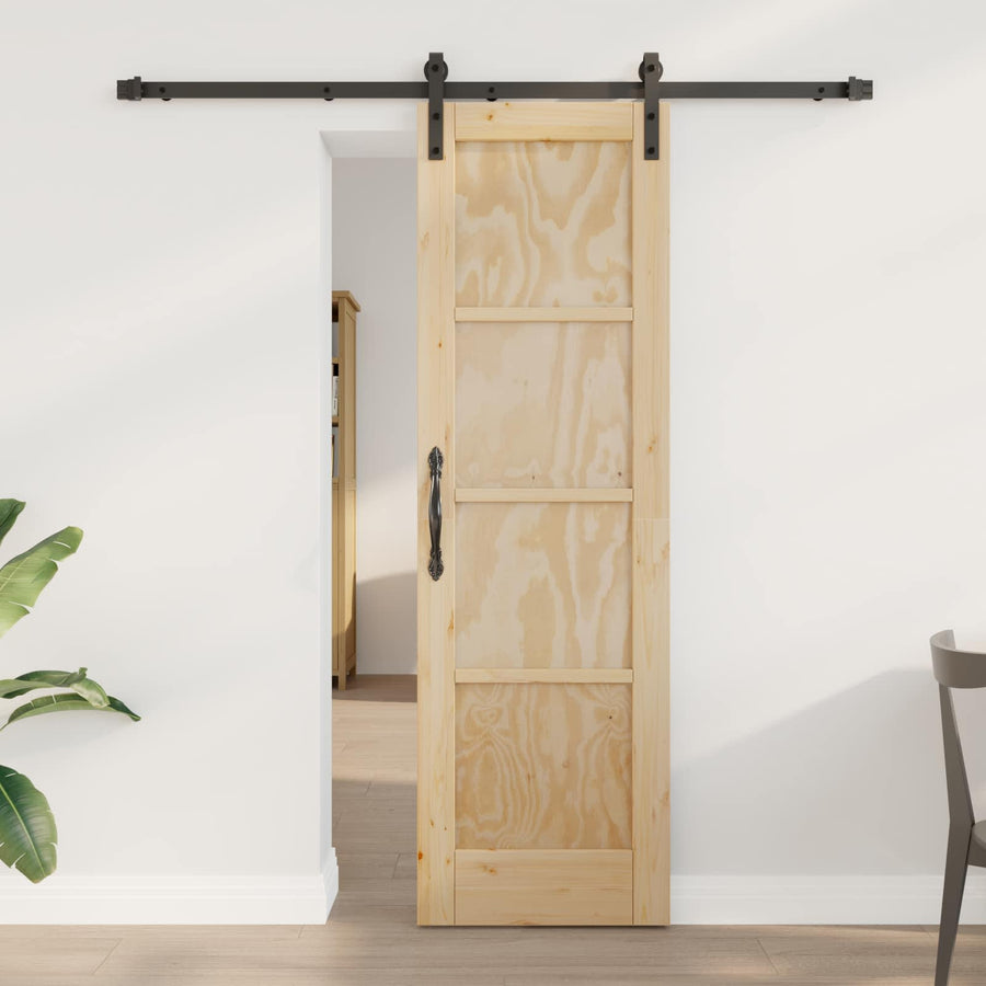 Schuifdeur Naturel en Zwart 61 x 198,5 cm Massief grenenhout