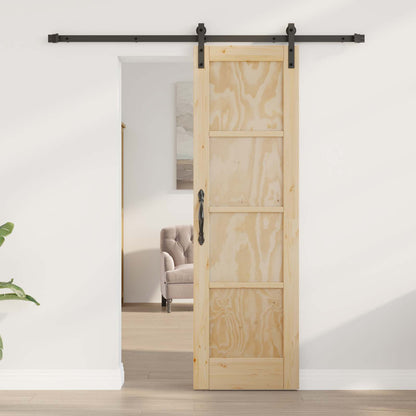 Schuifdeur Naturel en Zwart 61 x 198,5 cm Massief grenenhout