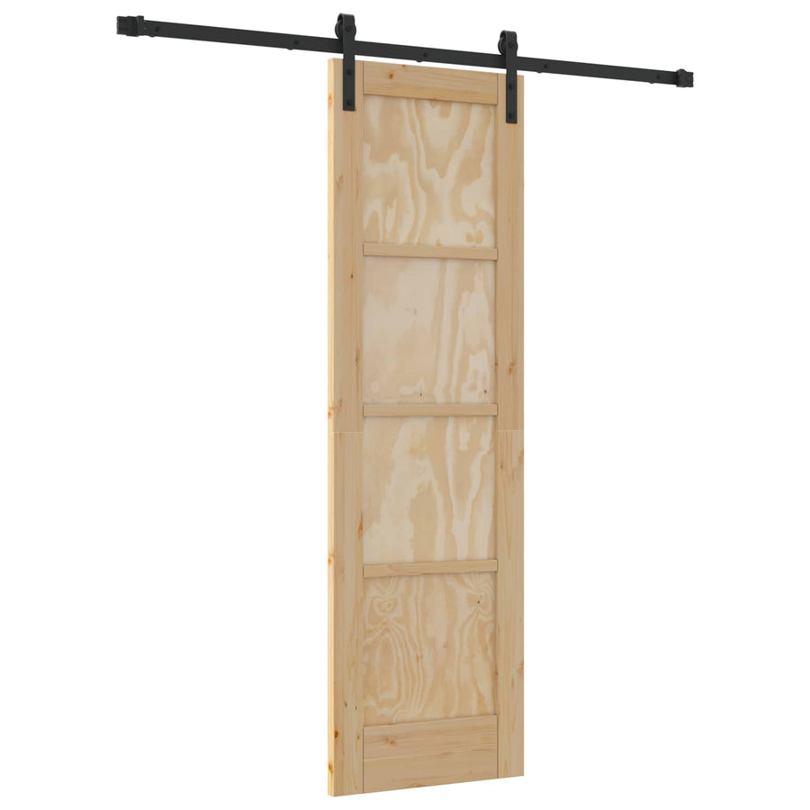 Schuifdeur Naturel en Zwart 61 x 198,5 cm Massief grenenhout