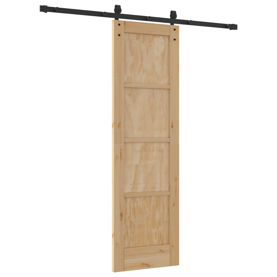 Schuifdeur Naturel en Zwart 61 x 198,5 cm Massief grenenhout
