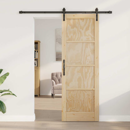 Schuifdeur Naturel en Zwart 73,5 x 211 cm Massief grenenhout