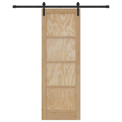 Schuifdeur Naturel en Zwart 73,5 x 211 cm Massief grenenhout