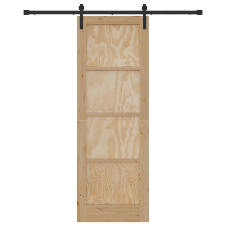 Schuifdeur Naturel en Zwart 73,5 x 211 cm Massief grenenhout