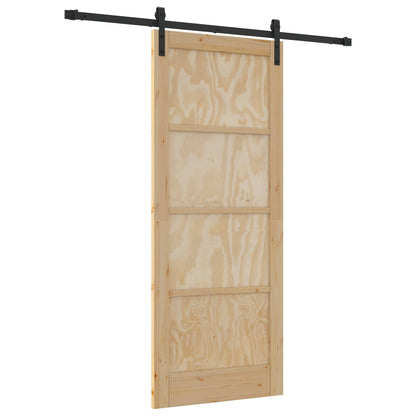 Schuifdeur Naturel en Zwart 83 x 202 cm Massief grenenhout