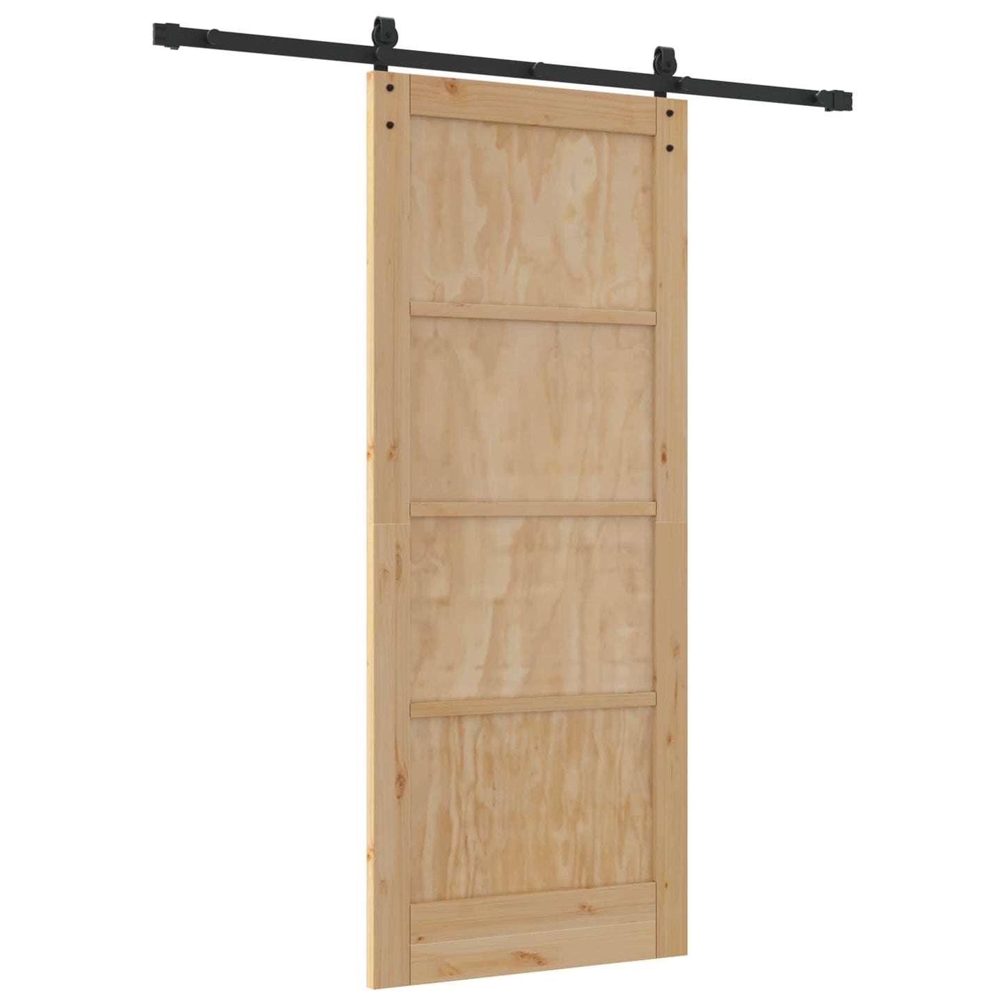 Schuifdeur Naturel en Zwart 83 x 202 cm Massief grenenhout