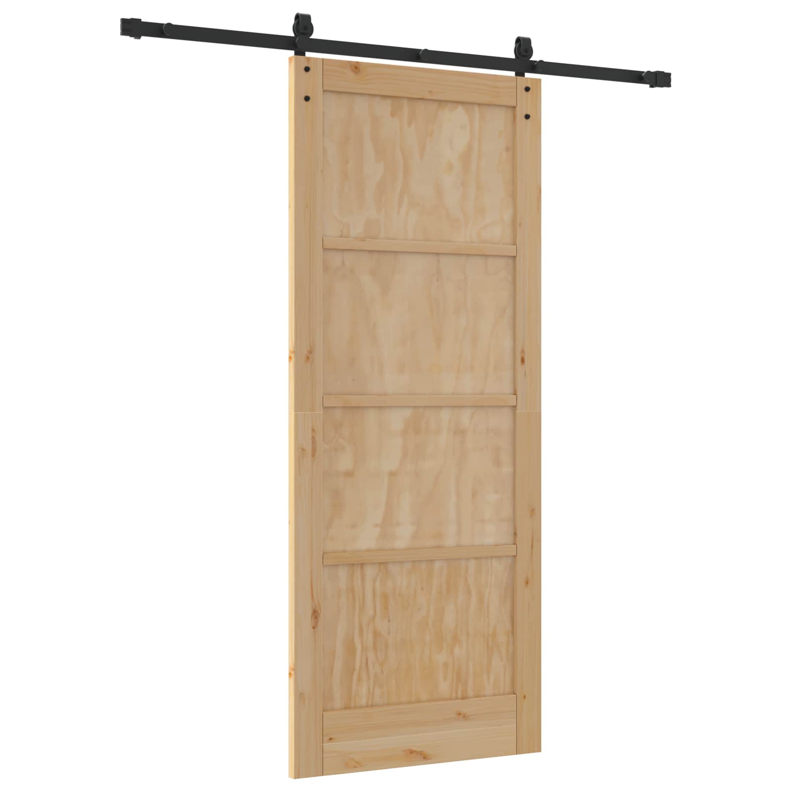 Schuifdeur Naturel en Zwart 83 x 202 cm Massief grenenhout