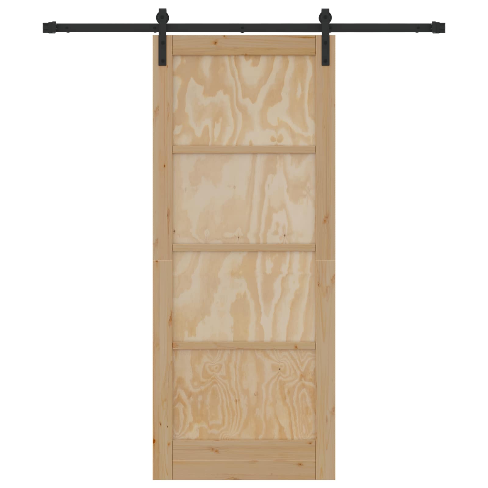 Schuifdeur Naturel en Zwart 83 x 202 cm Massief grenenhout