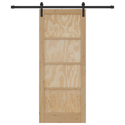 Schuifdeur Naturel en Zwart 83 x 202 cm Massief grenenhout