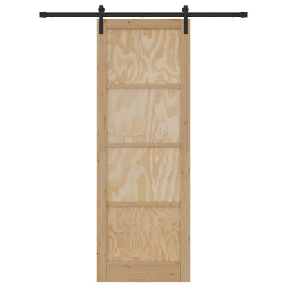 Schuifdeur Naturel en Zwart 83 x 232 cm Massief grenenhout