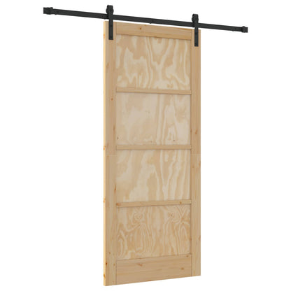 Schuifdeur Naturel en Zwart 86 x 198,5 cm Massief grenenhout
