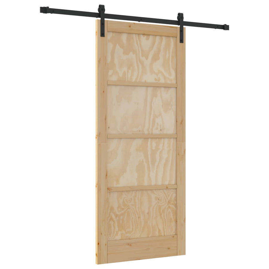 Schuifdeur Naturel en Zwart 86 x 198,5 cm Massief grenenhout