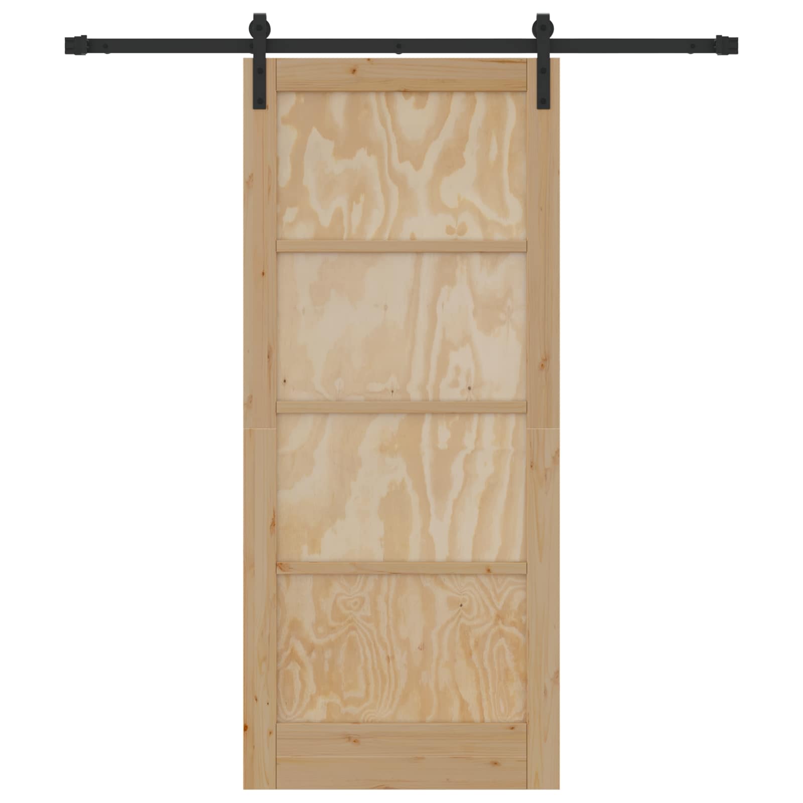 Schuifdeur Naturel en Zwart 86 x 198,5 cm Massief grenenhout