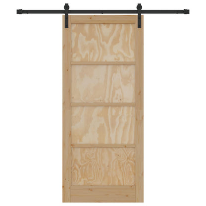 Schuifdeur Naturel en Zwart 86 x 198,5 cm Massief grenenhout