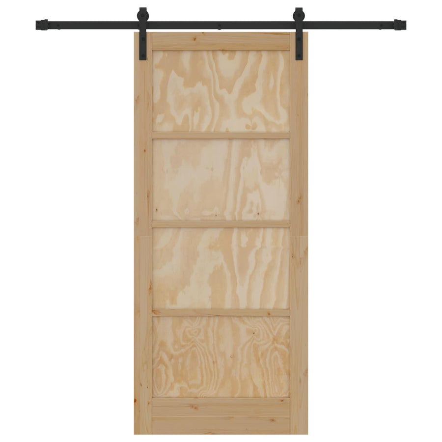 Schuifdeur Naturel en Zwart 86 x 198,5 cm Massief grenenhout
