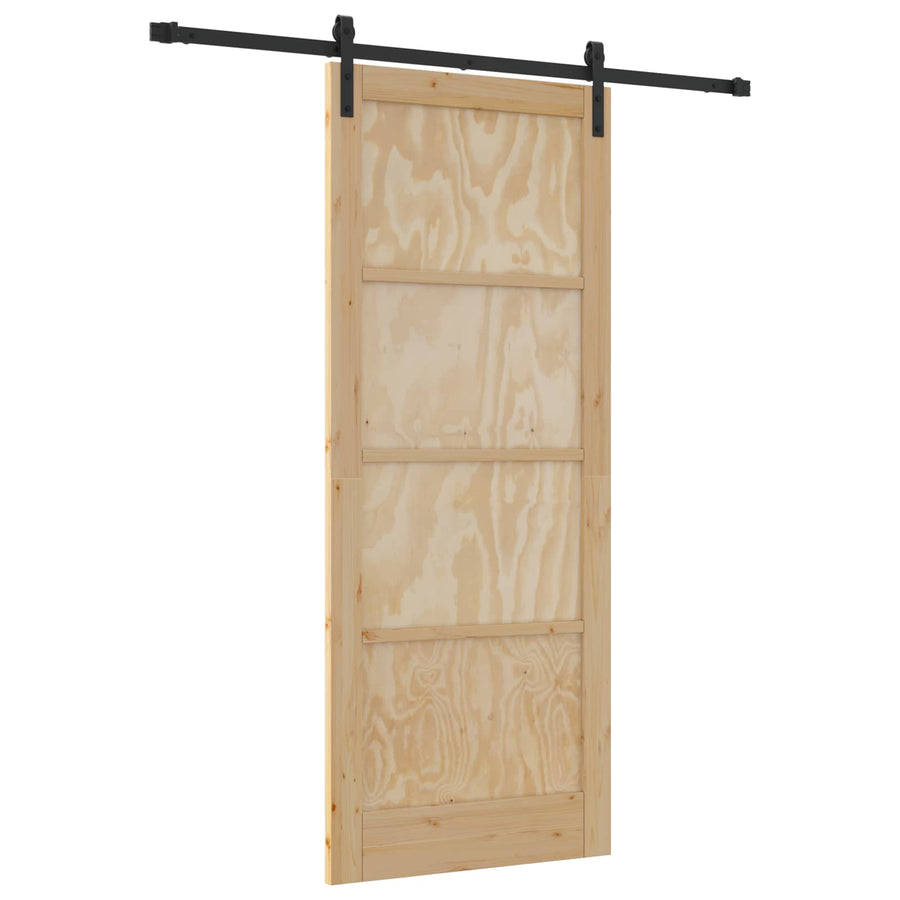 Schuifdeur Naturel en Zwart 86 x 211 cm Massief grenenhout
