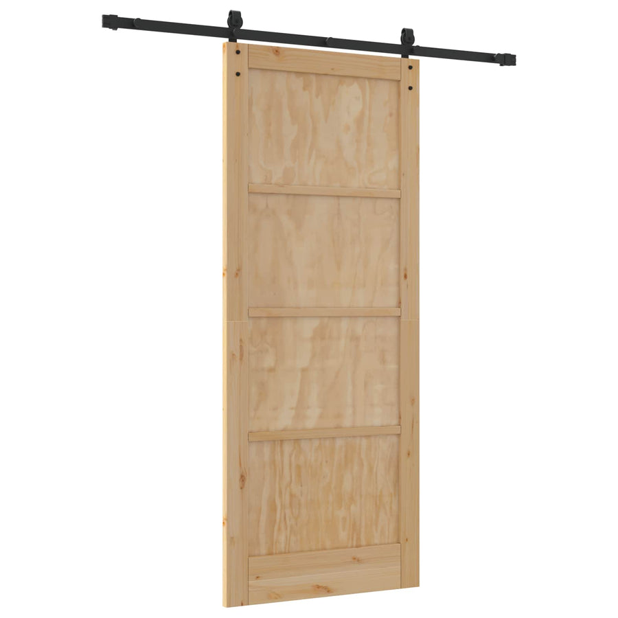 Schuifdeur Naturel en Zwart 86 x 211 cm Massief grenenhout
