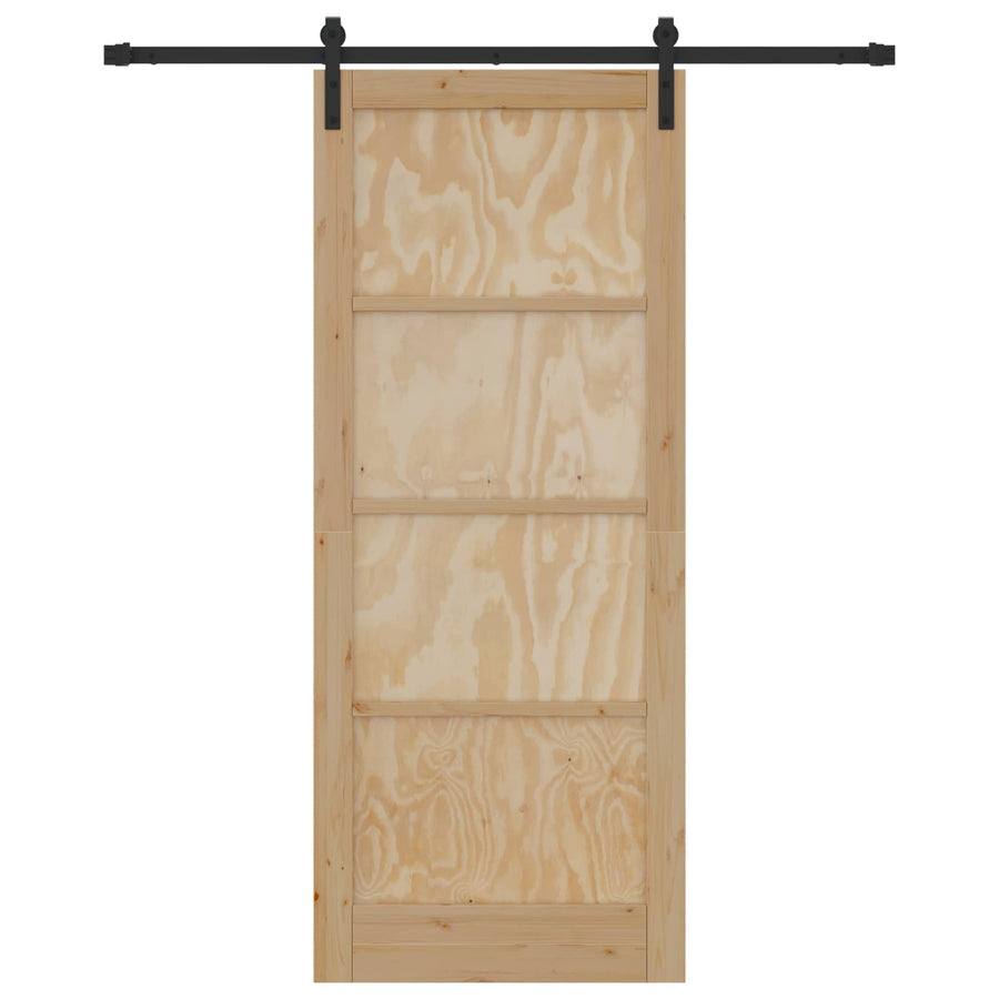 Schuifdeur Naturel en Zwart 86 x 211 cm Massief grenenhout