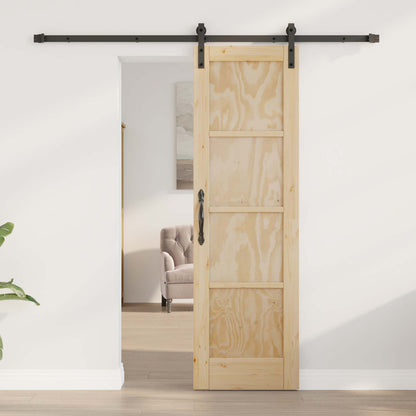 Schuifdeur Naturel en Zwart 61 x 198,5 cm Massief grenenhout