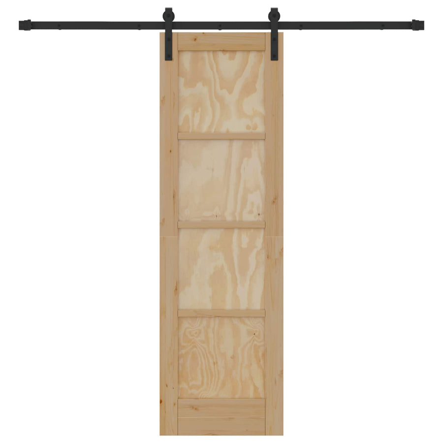 Schuifdeur Naturel en Zwart 61 x 198,5 cm Massief grenenhout