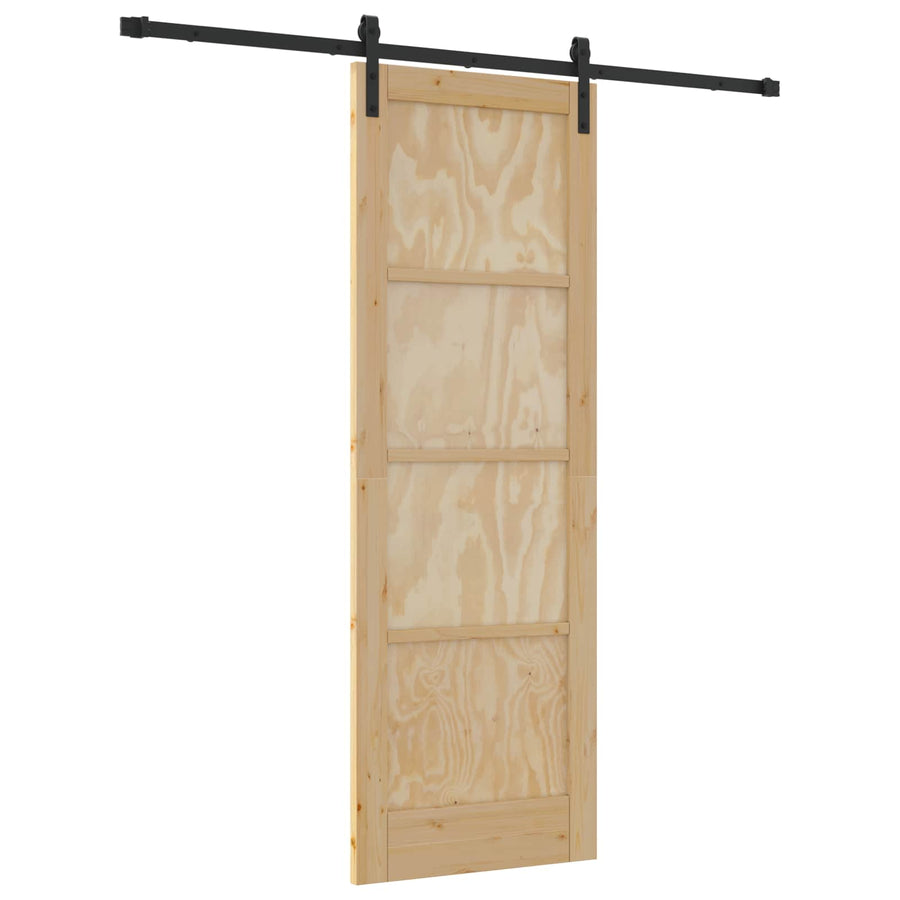 Schuifdeur Naturel en Zwart 73,5 x 211 cm Massief grenenhout