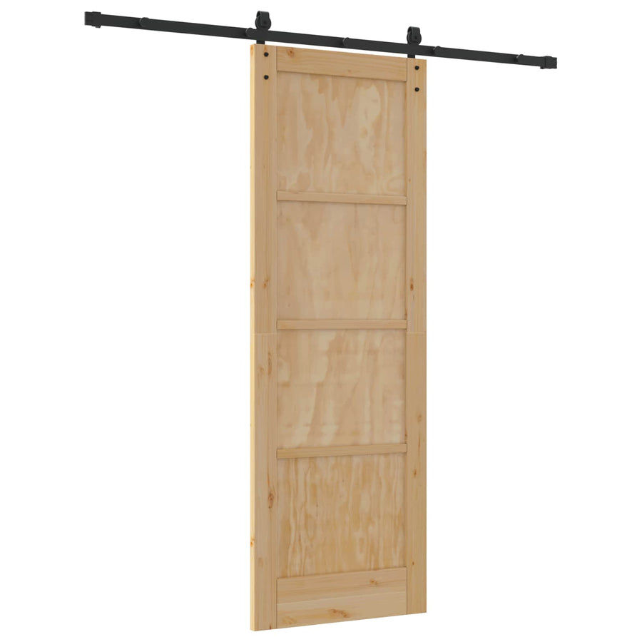 Schuifdeur Naturel en Zwart 73,5 x 211 cm Massief grenenhout