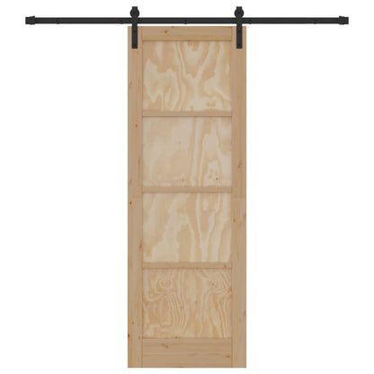 Schuifdeur Naturel en Zwart 73,5 x 211 cm Massief grenenhout