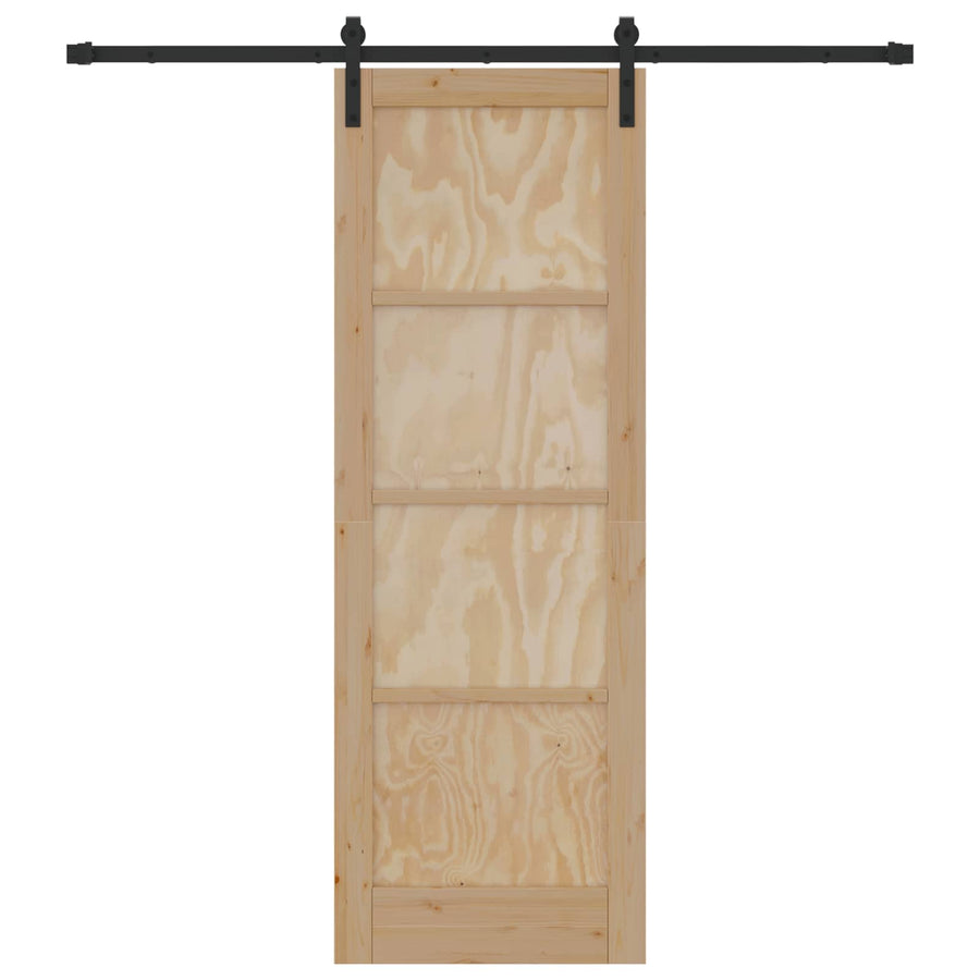 Schuifdeur Naturel en Zwart 73,5 x 211 cm Massief grenenhout