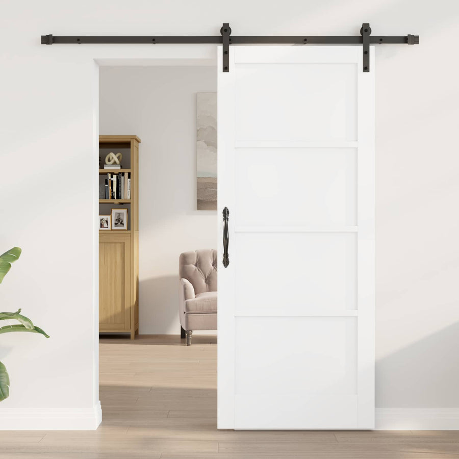 Schuifdeur Wit en zwart 83 x 202 cm Massief grenenhout
