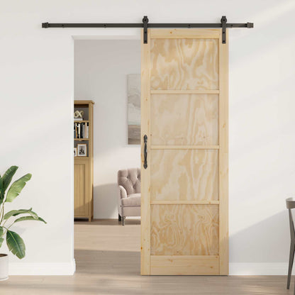 Schuifdeur Naturel en Zwart 83 x 232 cm Massief grenenhout
