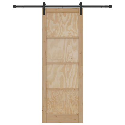 Schuifdeur Naturel en Zwart 83 x 232 cm Massief grenenhout