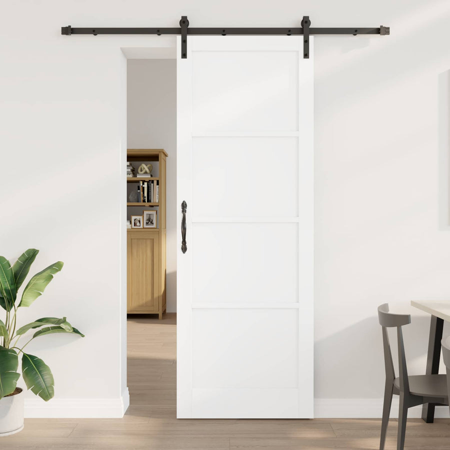 Schuifdeur Wit en zwart 83 x 232 cm Massief grenenhout