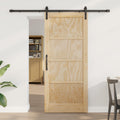 Schuifdeur Naturel en Zwart 86 x 198,5 cm Massief grenenhout