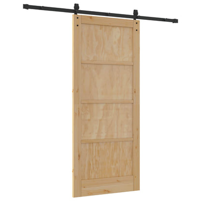Schuifdeur Naturel en Zwart 86 x 198,5 cm Massief grenenhout
