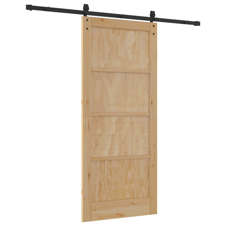 Schuifdeur Naturel en Zwart 86 x 198,5 cm Massief grenenhout
