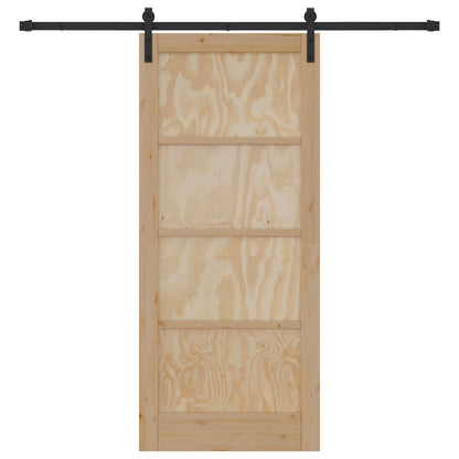 Schuifdeur Naturel en Zwart 86 x 198,5 cm Massief grenenhout