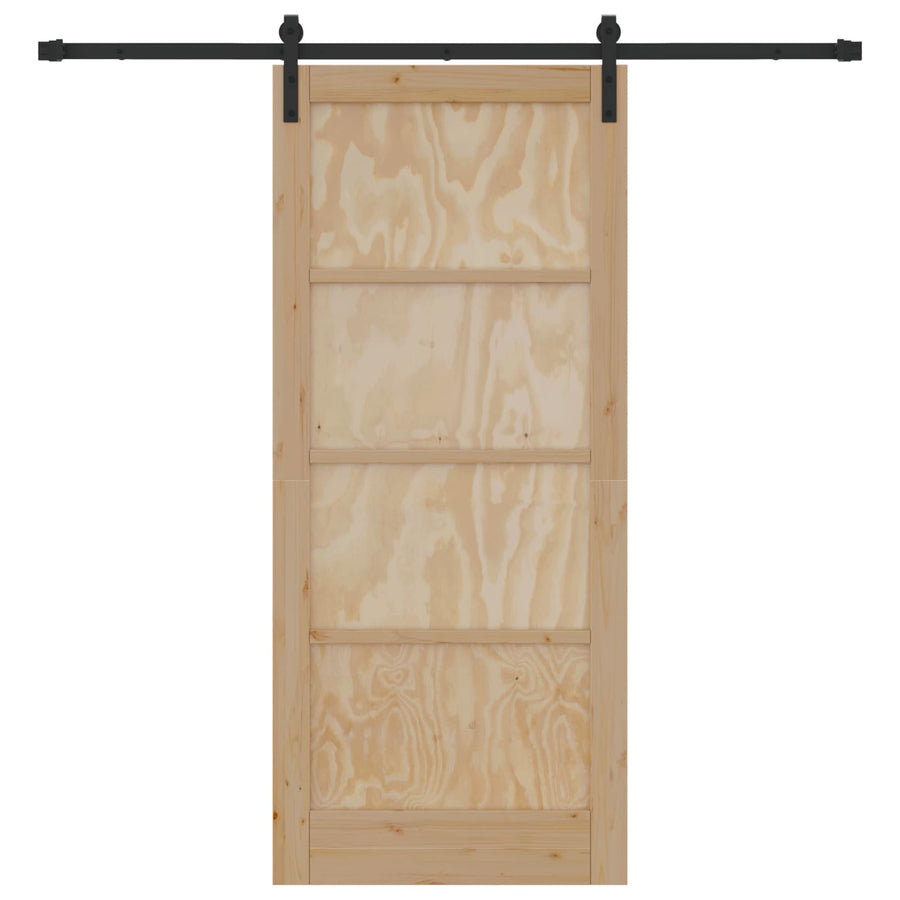 Schuifdeur Naturel en Zwart 86 x 198,5 cm Massief grenenhout