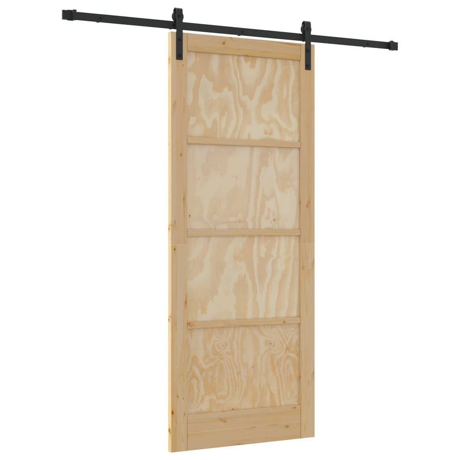 Schuifdeur Naturel en Zwart 86 x 211 cm Massief grenenhout