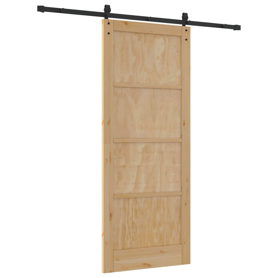 Schuifdeur Naturel en Zwart 86 x 211 cm Massief grenenhout