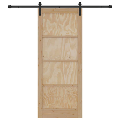 Schuifdeur Naturel en Zwart 86 x 211 cm Massief grenenhout