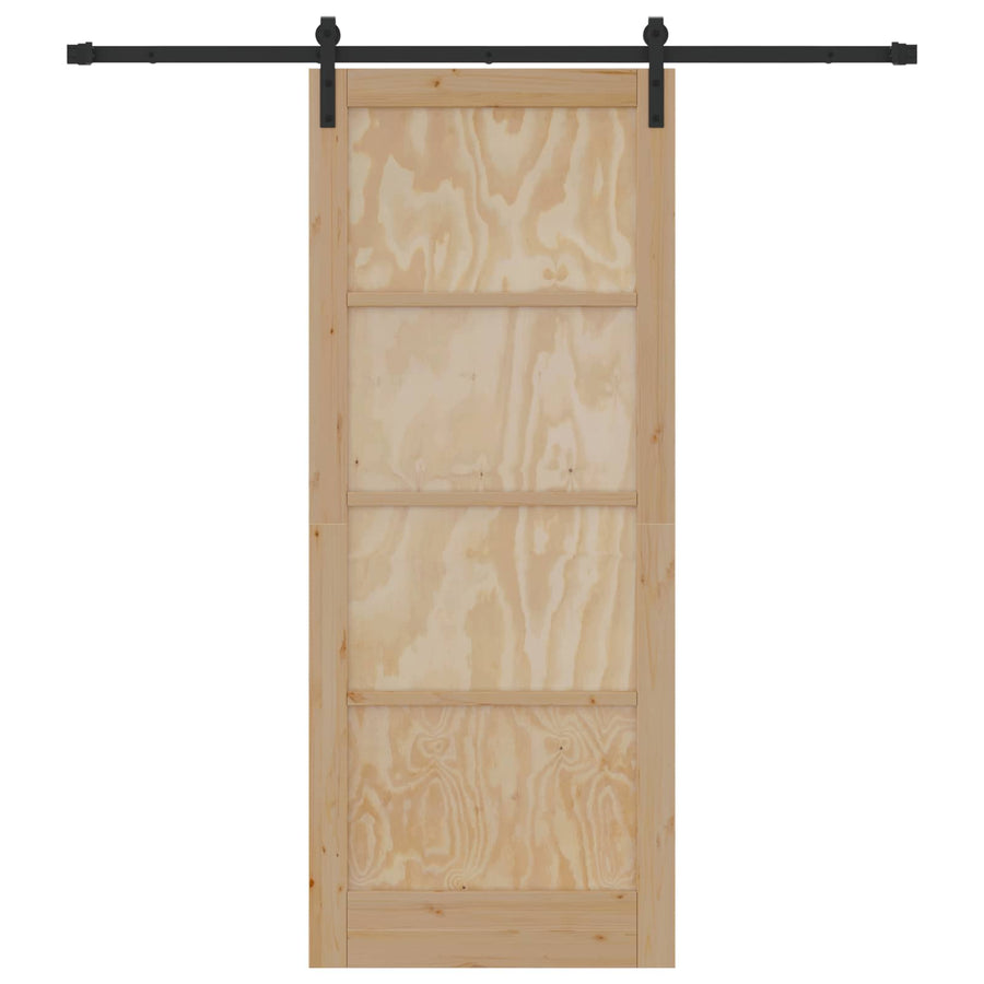 Schuifdeur Naturel en Zwart 86 x 211 cm Massief grenenhout