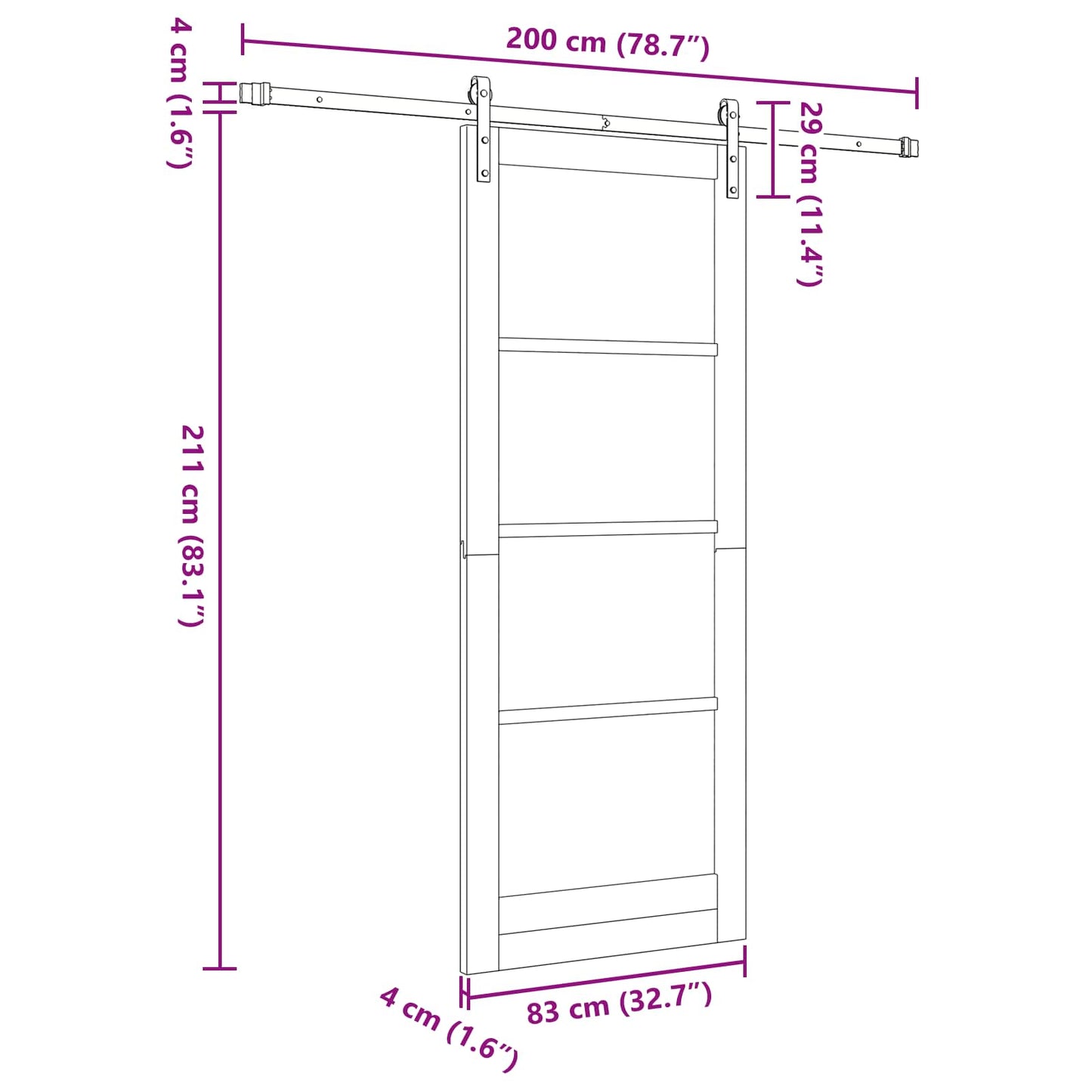 Schuifdeur Natuurlijk en Wit 83 x 211 cm Massief grenenhout