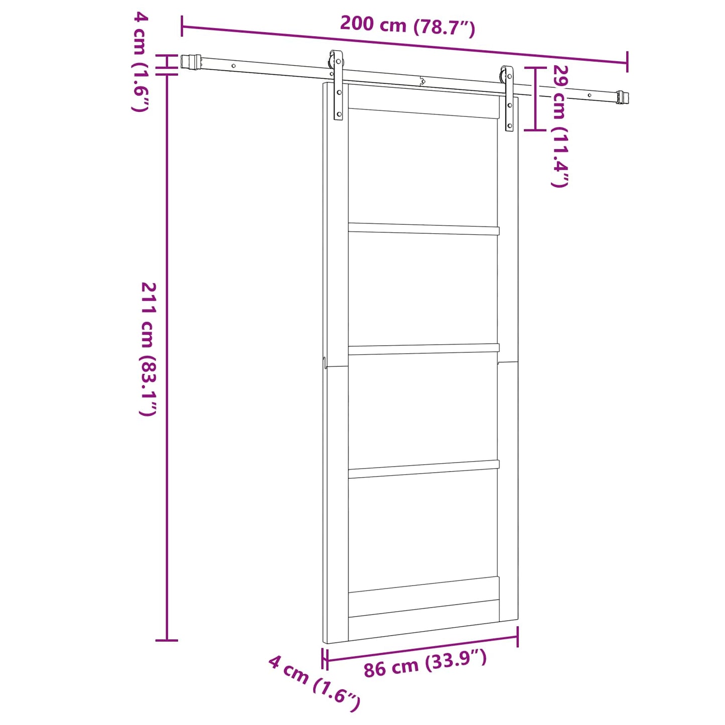 Schuifdeur Natuurlijk en Wit 86 x 211 cm Massief grenenhout