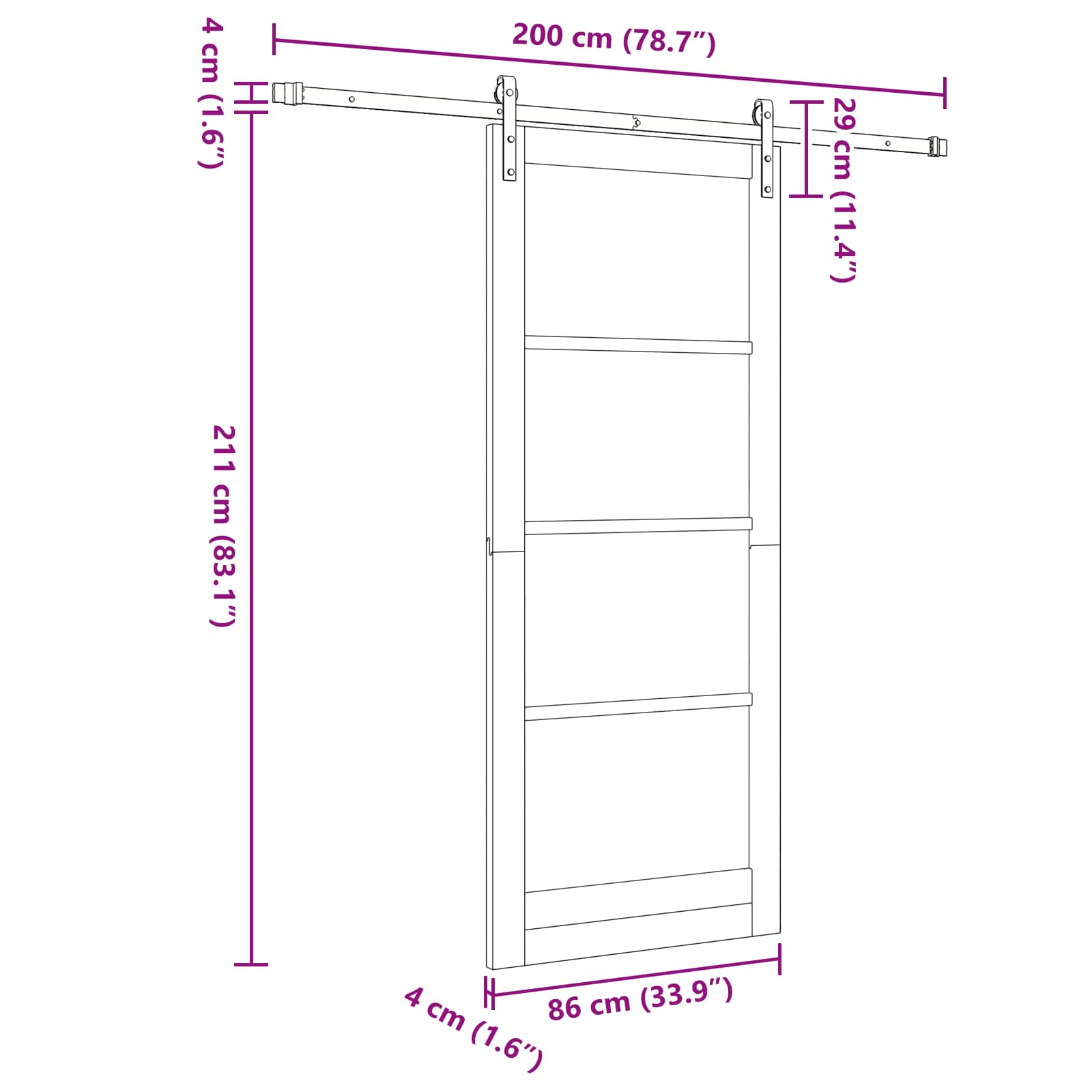 Schuifdeur Natuurlijk en Wit 86 x 211 cm Massief grenenhout