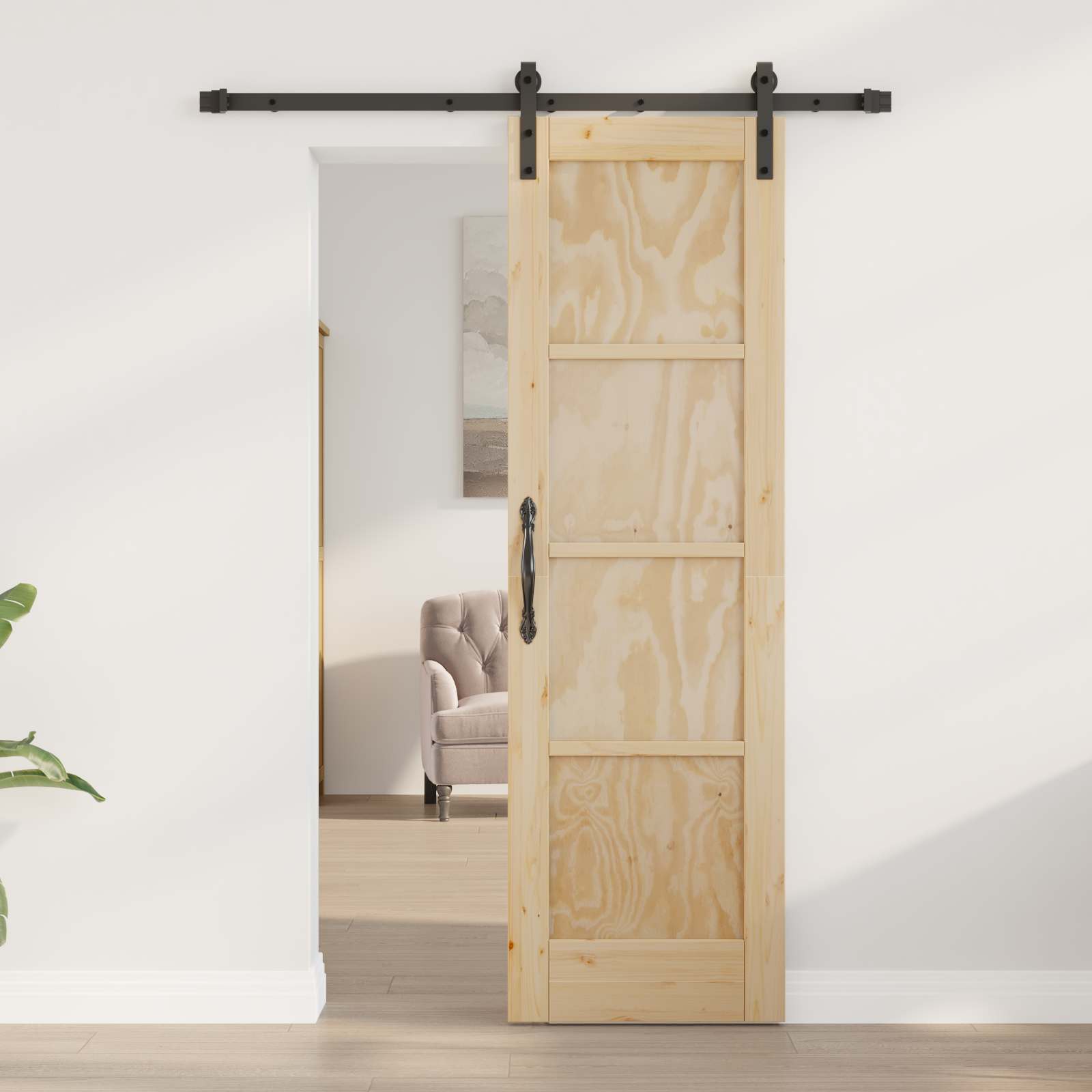 Schuifdeur Naturel 61 x 198,5 cm Massief grenenhout