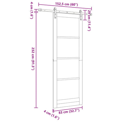 Schuifdeur Naturel 83 x 232 cm Massief grenenhout