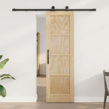 Schuifdeur Naturel en Zwart 61 x 198,5 cm Massief grenenhout