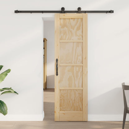 Schuifdeur Naturel en Zwart 61 x 198,5 cm Massief grenenhout