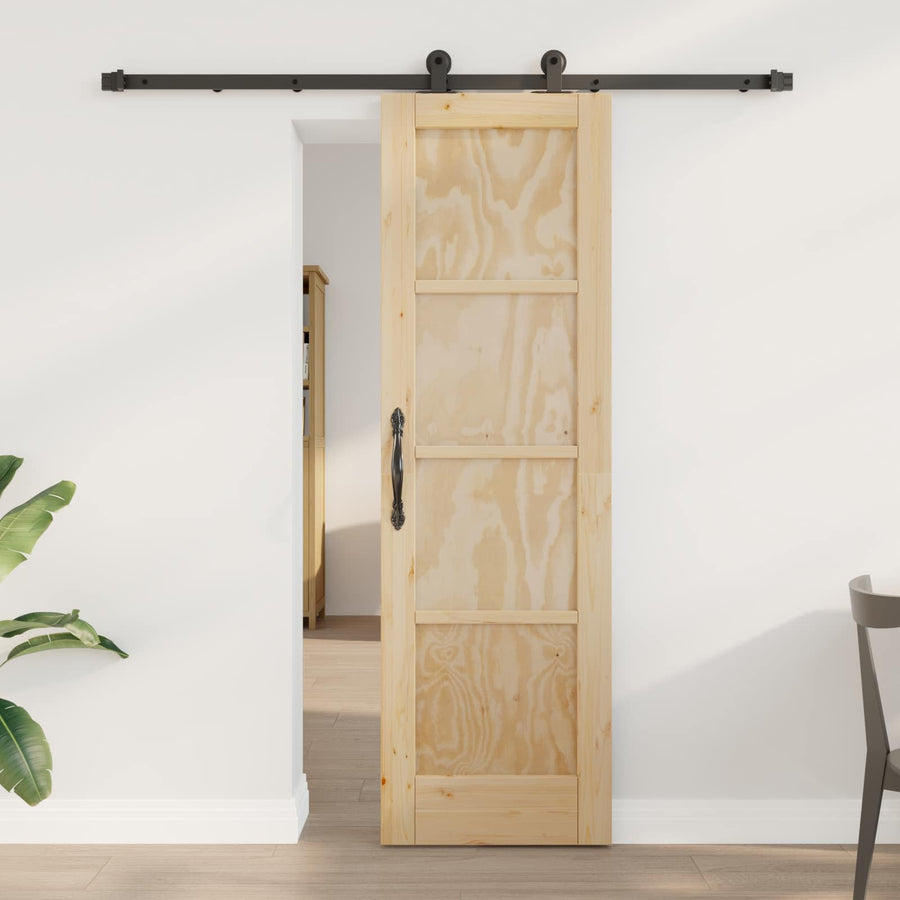 Schuifdeur Naturel en Zwart 61 x 198,5 cm Massief grenenhout